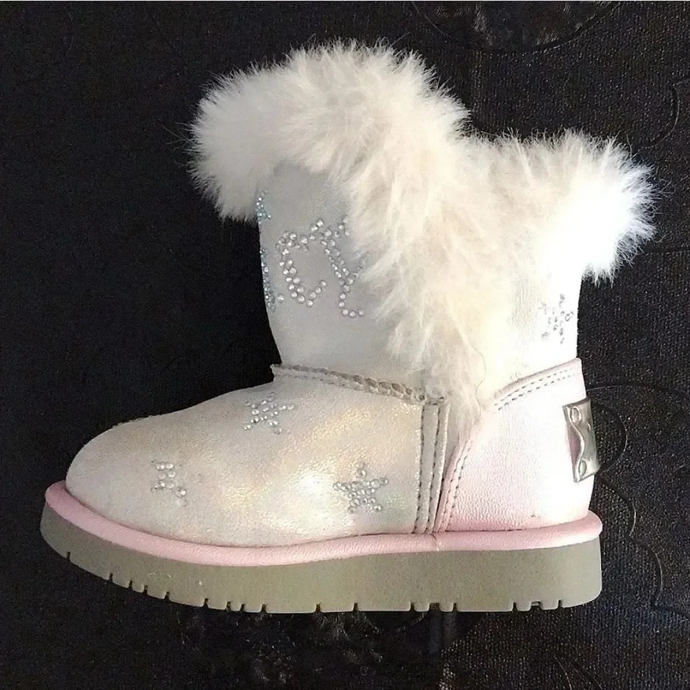 Y2K Juicy Couture Pink Lil Southgate Rhinestones Winter Fur Boots Toddler's SZ 5